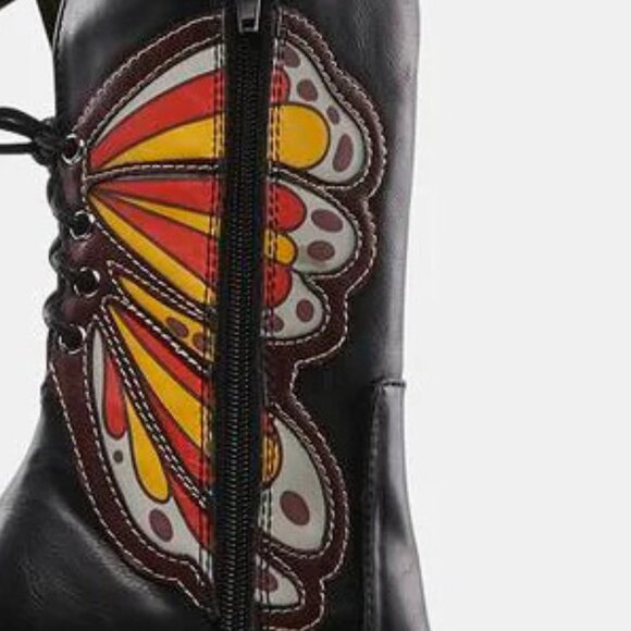 π¦π₯πUBER GORGE!ππ¦π₯70's Inspired Studio 54 Butterfly Chunky Platform Boots - Picture 11 of 13